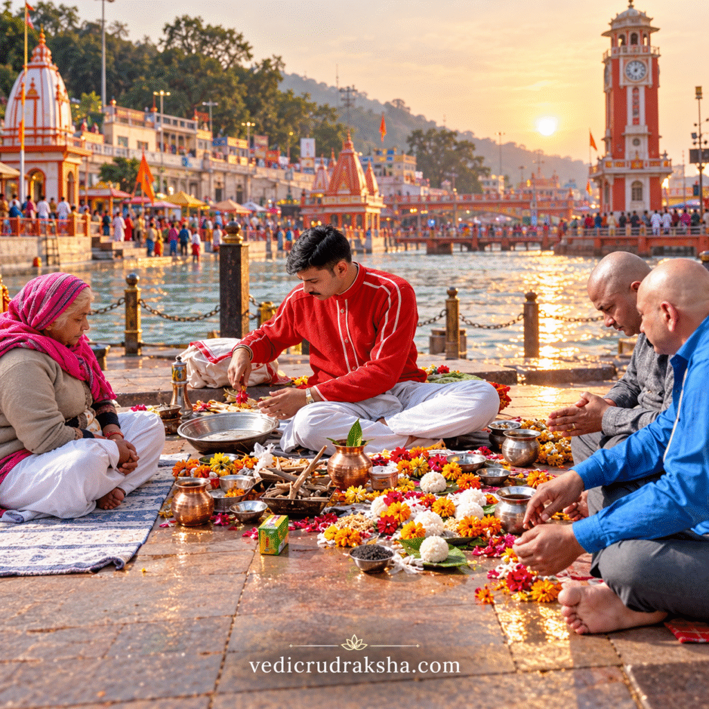 Shradh Puja at Har Ki Pauri Haridwar Pitru Paksha Shiv Ganga Rudraksha kendra Haridwar